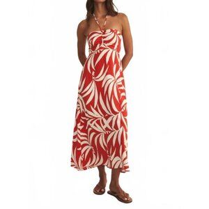 ZSupply Elodi Palm Floral Midi Dress - Cabana Red